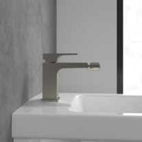 Baterie pentru bideu Villeroy&Boch, Architectura Square, cu ventil cu tijă, brushed nickel